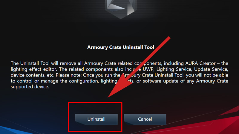Chọn Uninstall để tiến hành gỡ cài dặt.